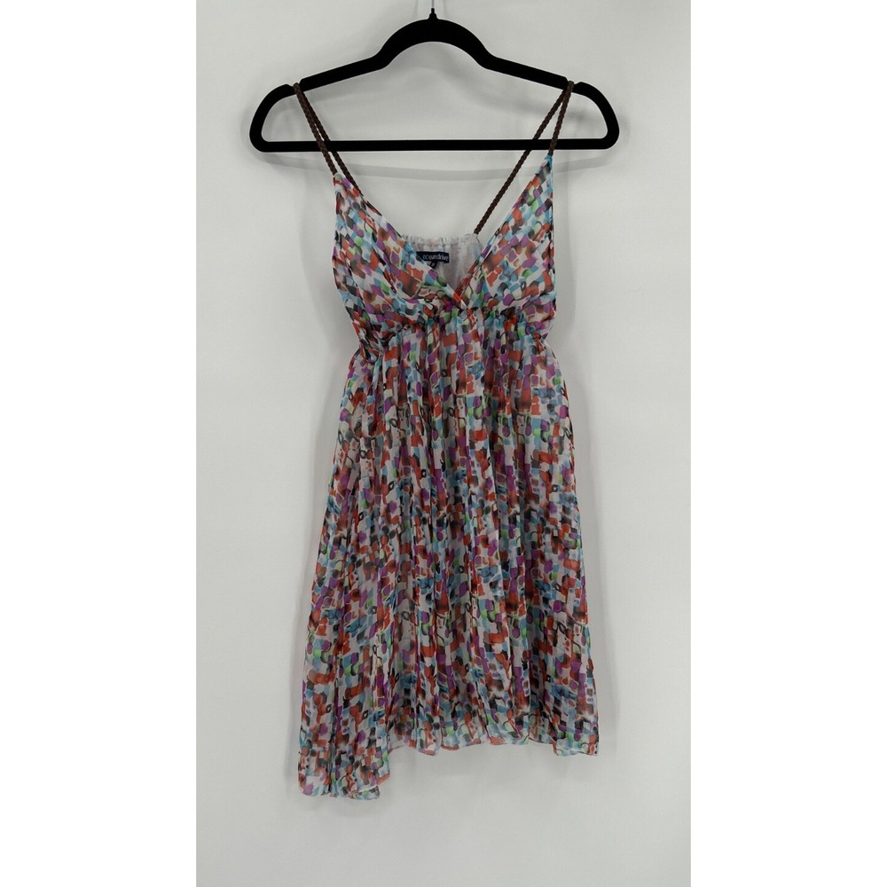 Ocean Drive M Strappy‎ Sleeve Sheer Lined Babydoll V-Neck Short Dress Multicolor